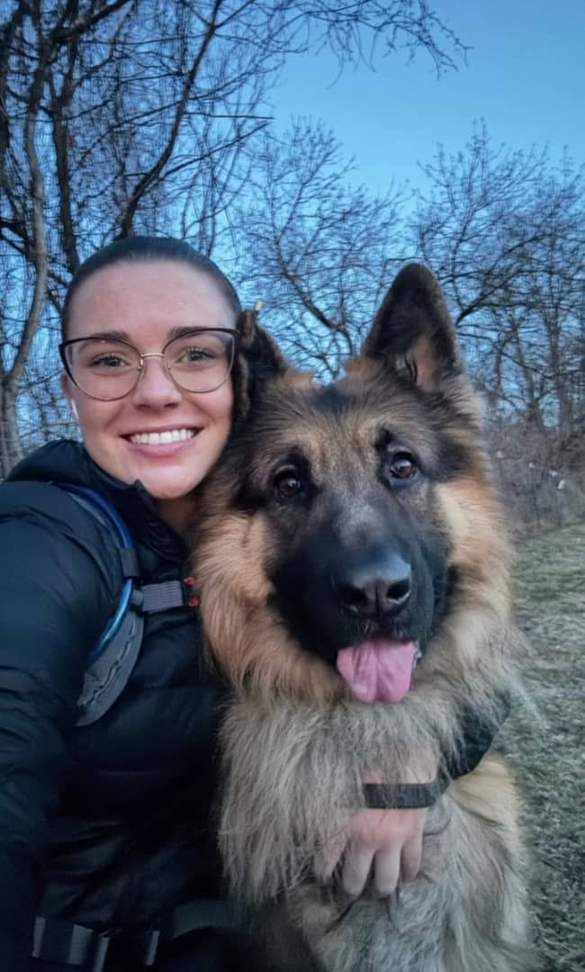 Linda S. with her dog